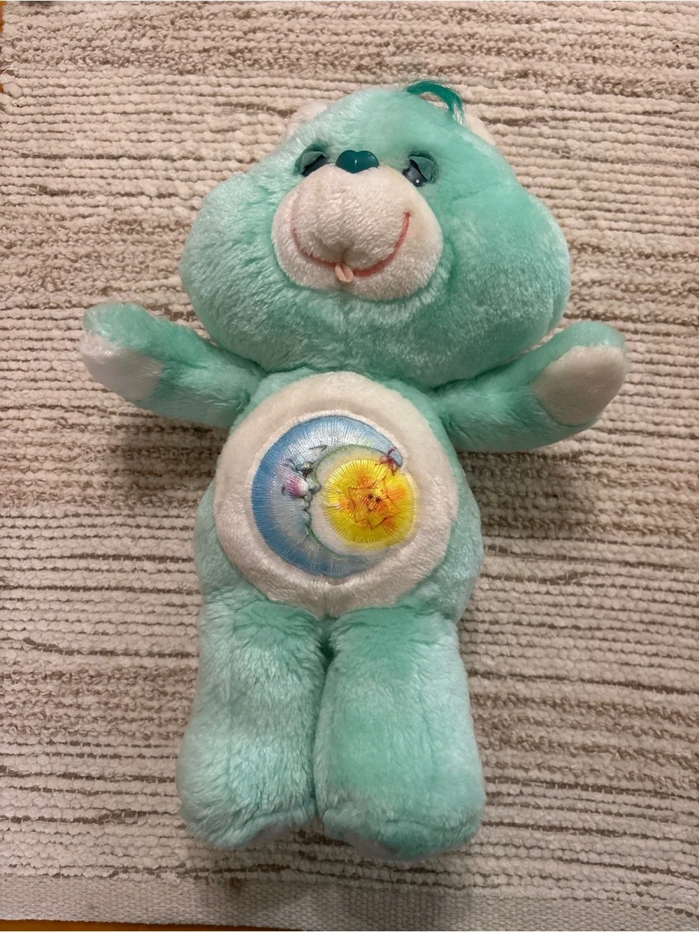 Care Bears Mint Green Plush Bear with Yellow Sunflower Tummy Badge